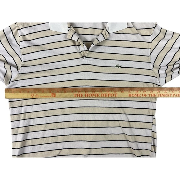 Lacoste‎ Men White Striped Short Sleeve Pullover Polo Sz 6 / XL - Picture 3 of 6
